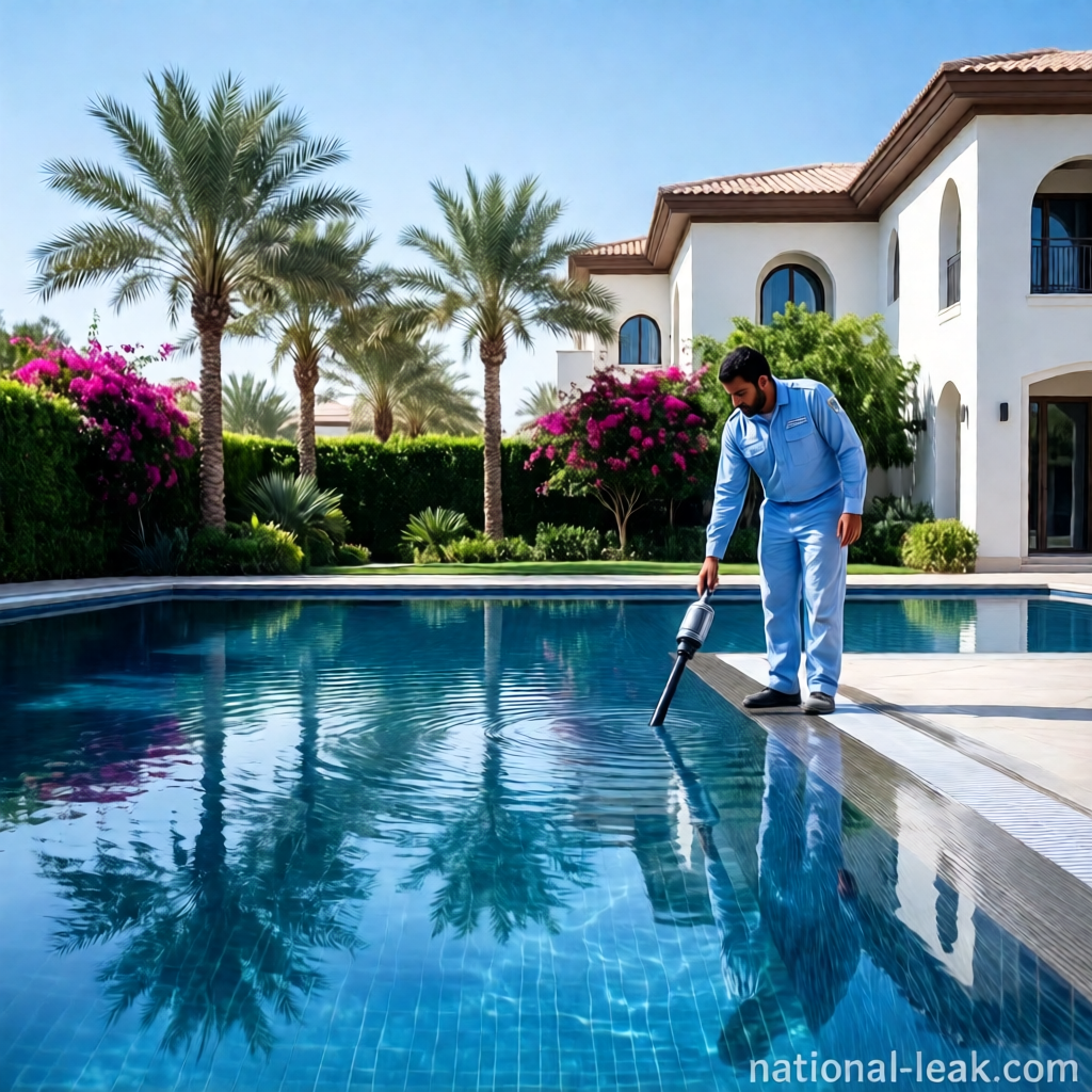 كشف تسربات المسابح بالرياض بدون تفريغ – خدمة فورية للفلل